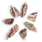 26x15mm Silver Leafed Rhodochrosite Slice Pendant 1 Bead - The Bead Traders