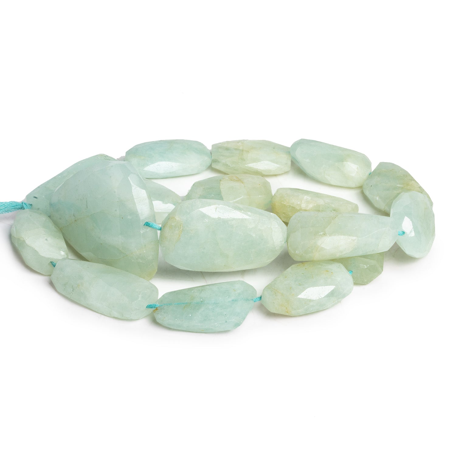 26x17mm Aquamarine Faceted Nuggets 17 inch 17 beads - The Bead Traders