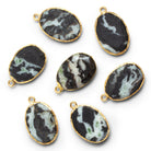 26x17mm Gold Leafed Jasper Oval Pendant 1 Bead - The Bead Traders