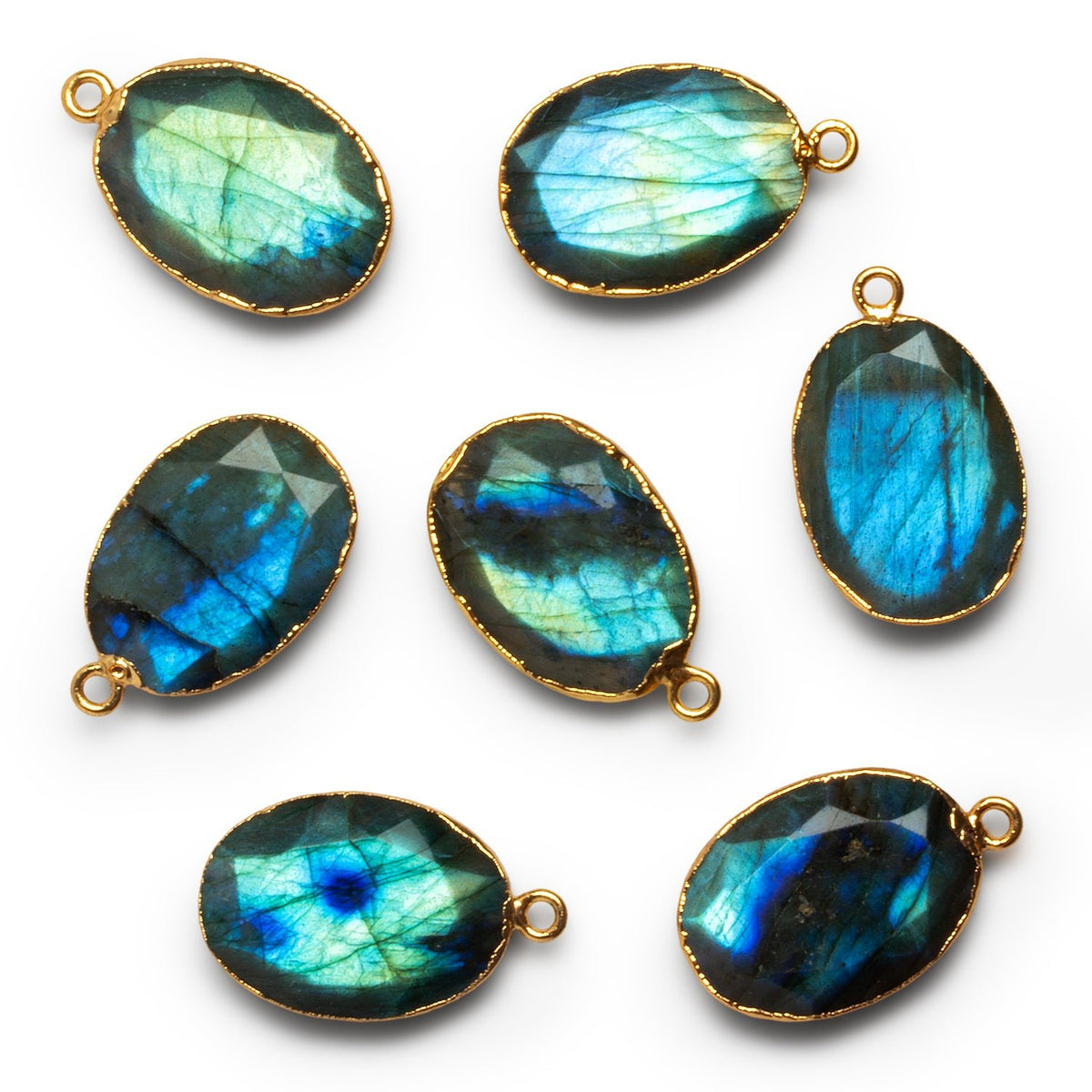 26x17mm Gold Leafed Labradorite Oval Pendant 1 Bead - The Bead Traders
