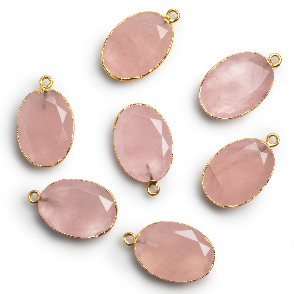 26x17mm Gold Leafed Rose Quartz Oval Pendant 1 Bead - The Bead Traders