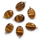 26x17mm Gold Leafed Tiger's Eye Oval Pendant 1 Bead - The Bead Traders