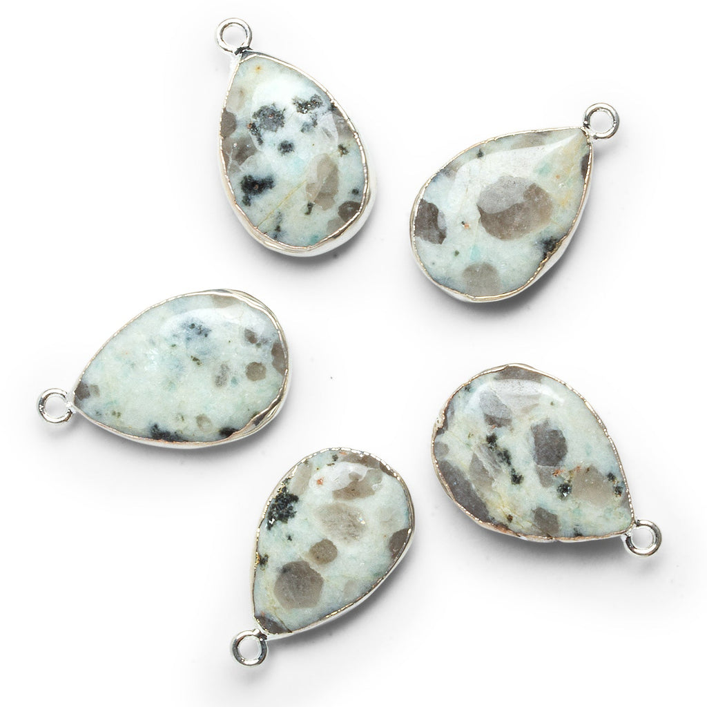 26x17mm Silver Leafed Jelly Jasper Pear Pendant 1 Bead - The Bead Traders