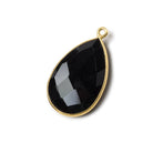 26x17mm Vermeil Bezel Black Chalcedony faceted pear Pendant 1 bead - The Bead Traders
