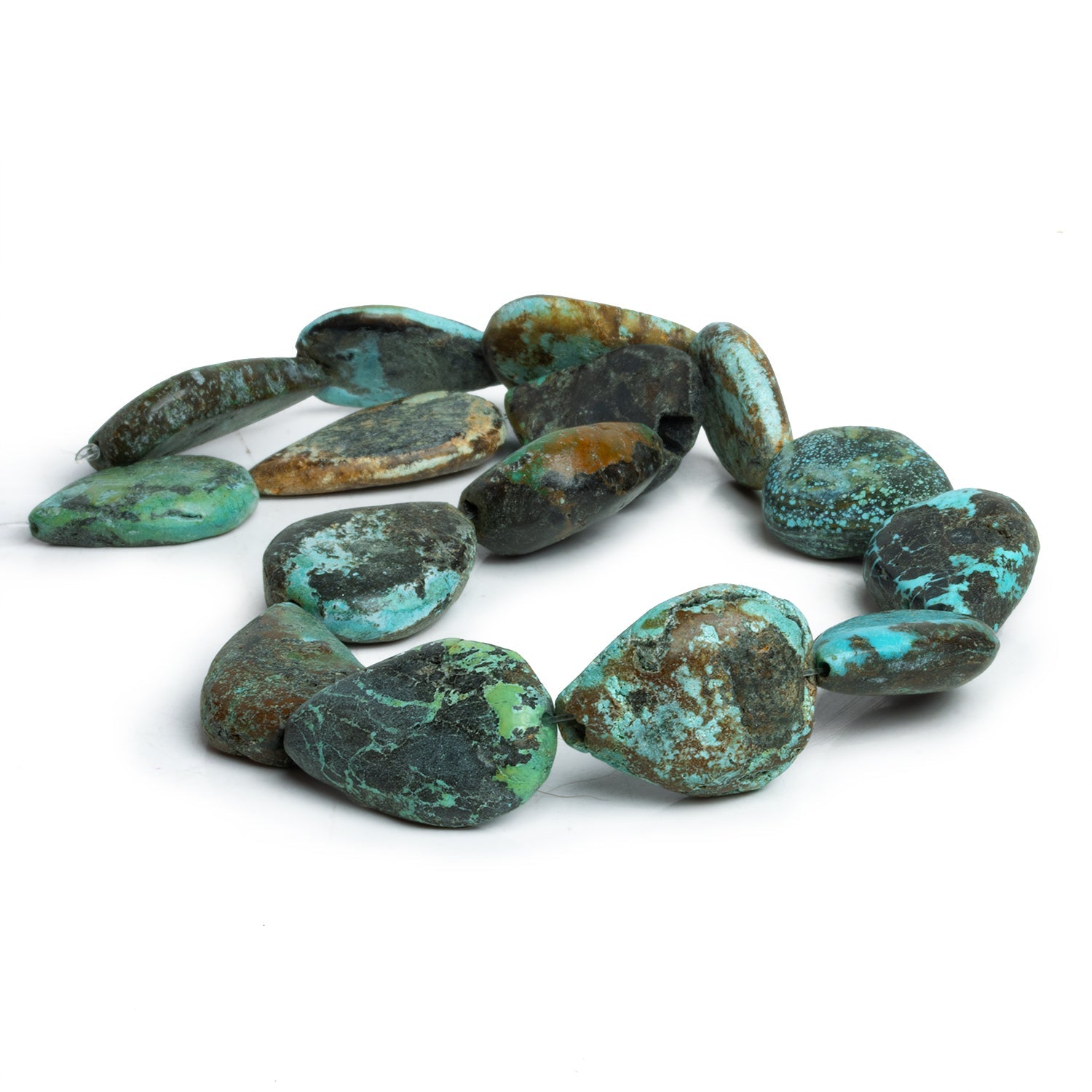 26x20mm Chinese Turquoise Plain Pears 14 inch 11 beads - The Bead Traders