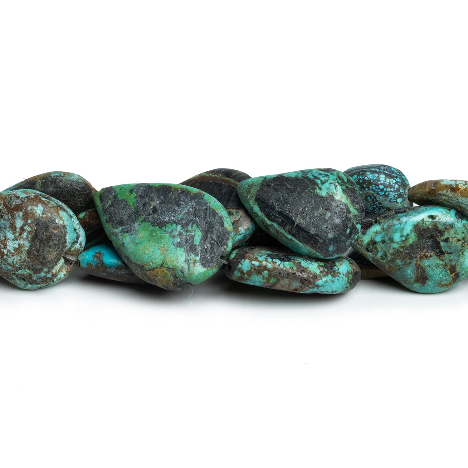 26x20mm Chinese Turquoise Plain Pears 14 inch 11 beads - The Bead Traders