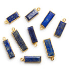 26x7mm Gold Leafed Sodalite Faceted Rectangle Pendant 1 Bead - The Bead Traders