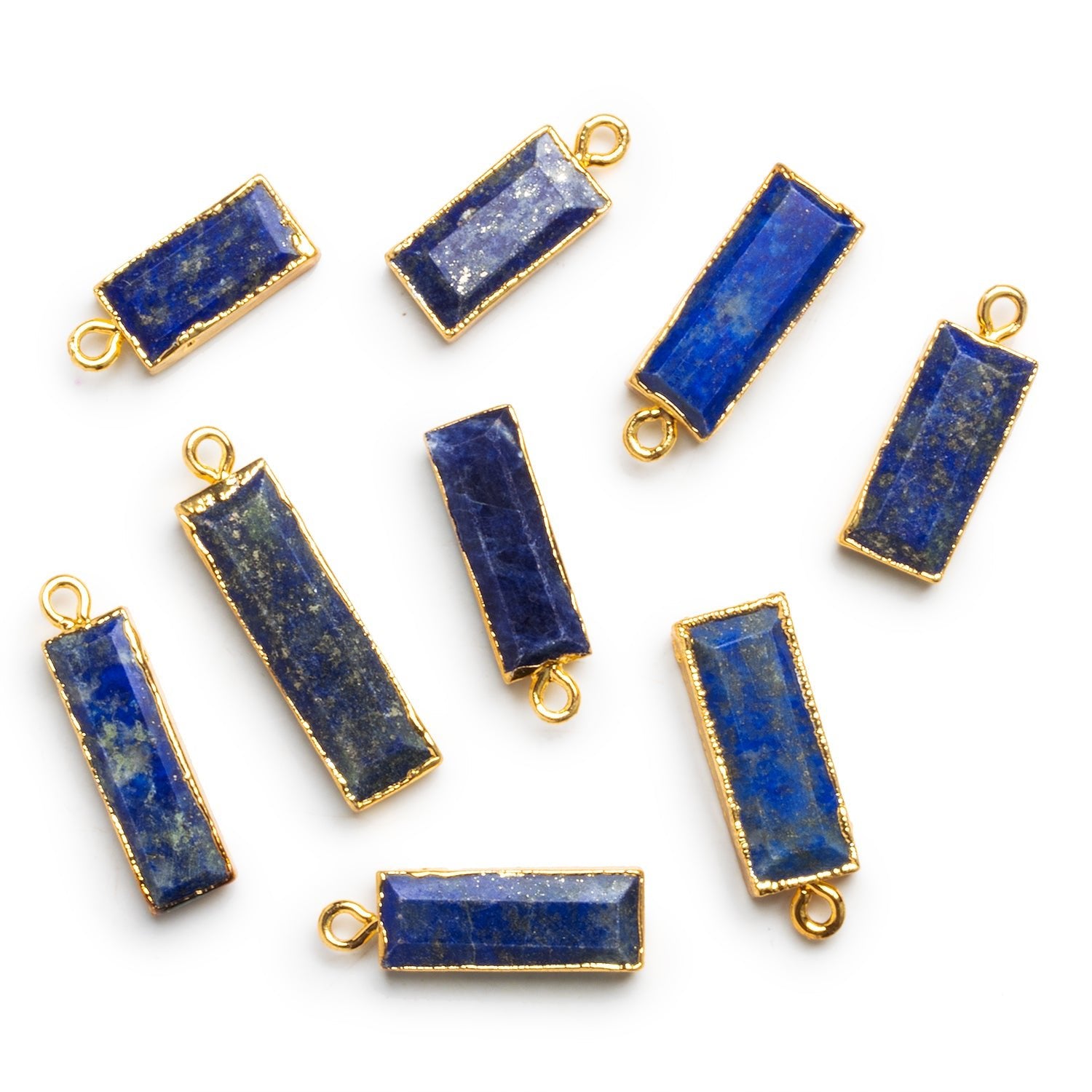 26x7mm Gold Leafed Sodalite Faceted Rectangle Pendant 1 Bead - The Bead Traders
