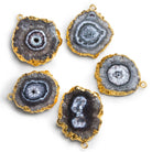 27 - 36mm Gold Leafed Solar Quartz Slice Pendant 1 Bead - The Bead Traders