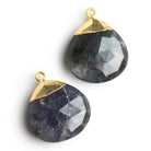 27mm Gold Leafed Iolite Faceted Heart Pendant 1 Bead - The Bead Traders
