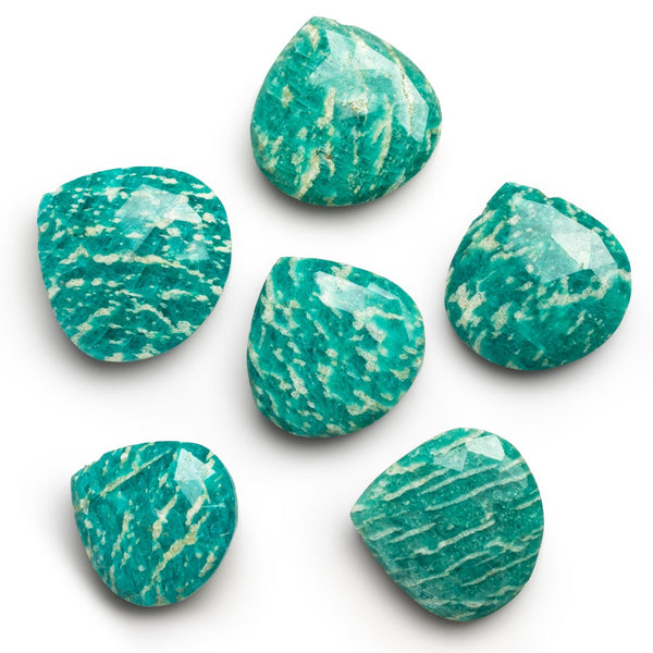 27mm Russian Amazonite Faceted Heart Focal 1 Bead