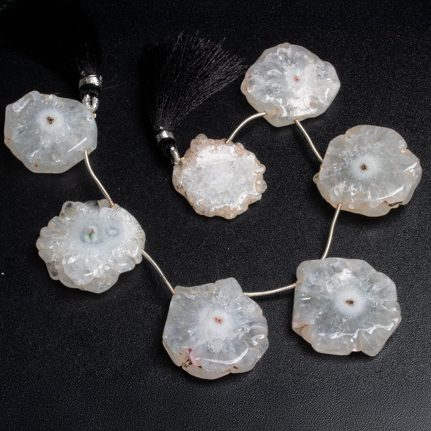 27mm Solar Quartz Slices 8 inch 7 beads - The Bead Traders