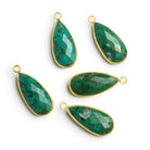 27x11mm Vermeil Bezeled Chrysocolla Pear Pendant 1 Bead - The Bead Traders