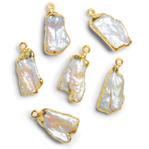 27x12mm Gold Leafed Rectangle Pearl Pendant 1 Bead