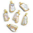 27x12mm Gold Leafed Rectangle Pearl Pendant 1 Bead - The Bead Traders
