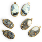 27x13mm Gold Leafed Jasper Oval Pendants Set of 2 - The Bead Traders