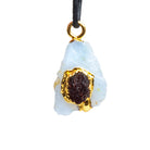 27x15mm Double Leafed Blue Peruvian Opal with Garnet Pendant 1 Bead - The Bead Traders