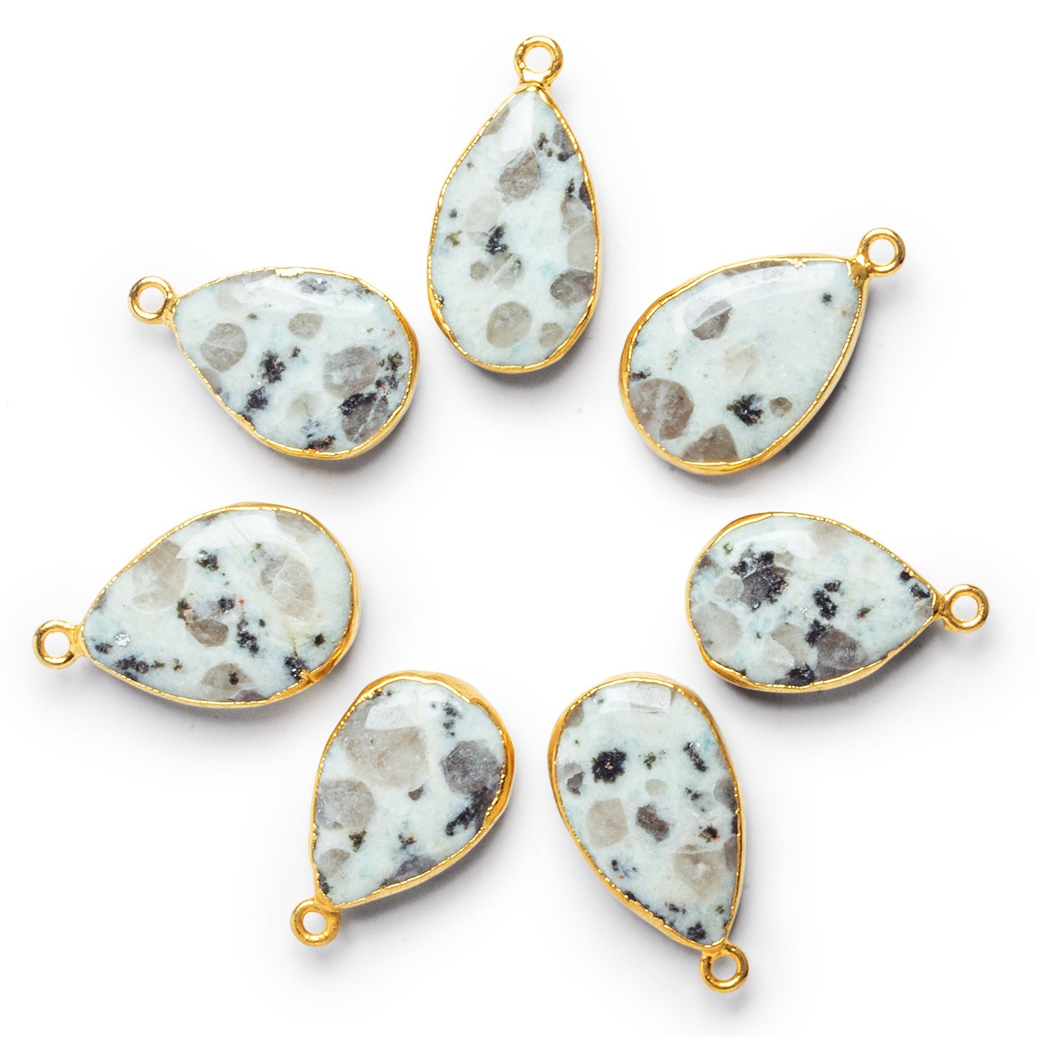 27x16mm Gold Leafed Jelly Jasper Pear Pendant 1 Bead - The Bead Traders