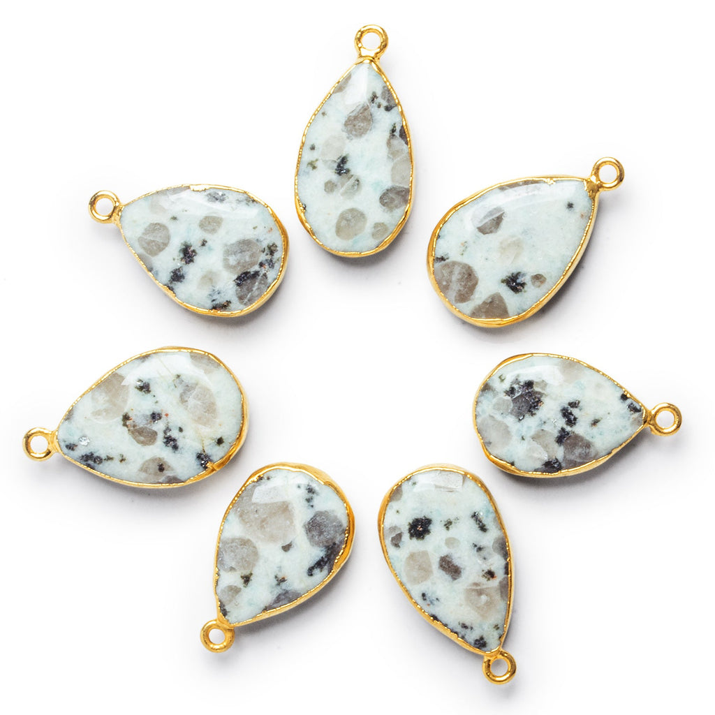 27x16mm Gold Leafed Jelly Jasper Pear Pendant 1 Bead - The Bead Traders