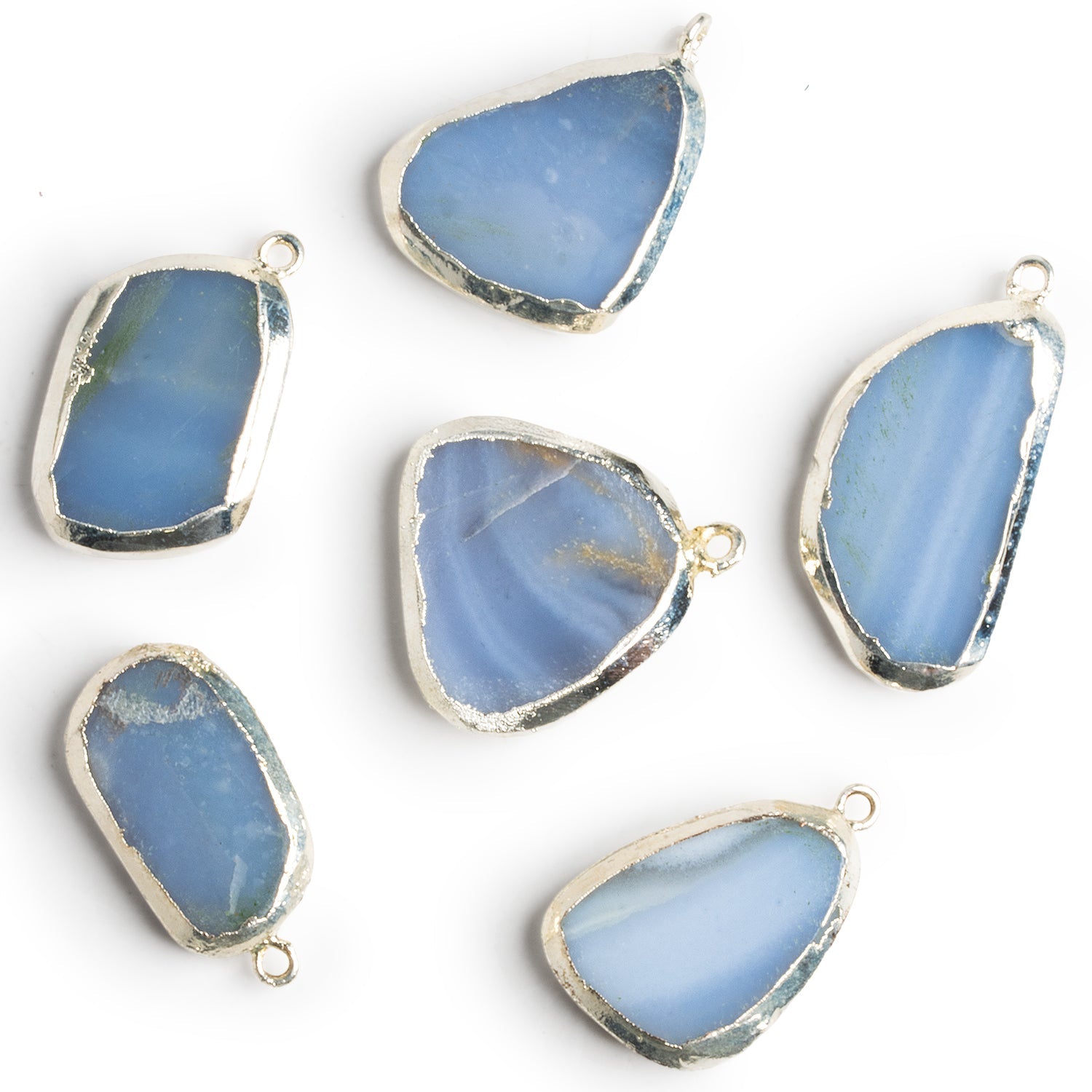 27x17mm Silver Leafed Turkish Chalcedony Nugget Pendant 1 Bead - The Bead Traders