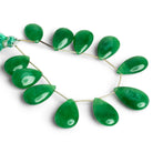 27x18mm Green Chalcedony Plain Pears 8 inch 11 beads - The Bead Traders