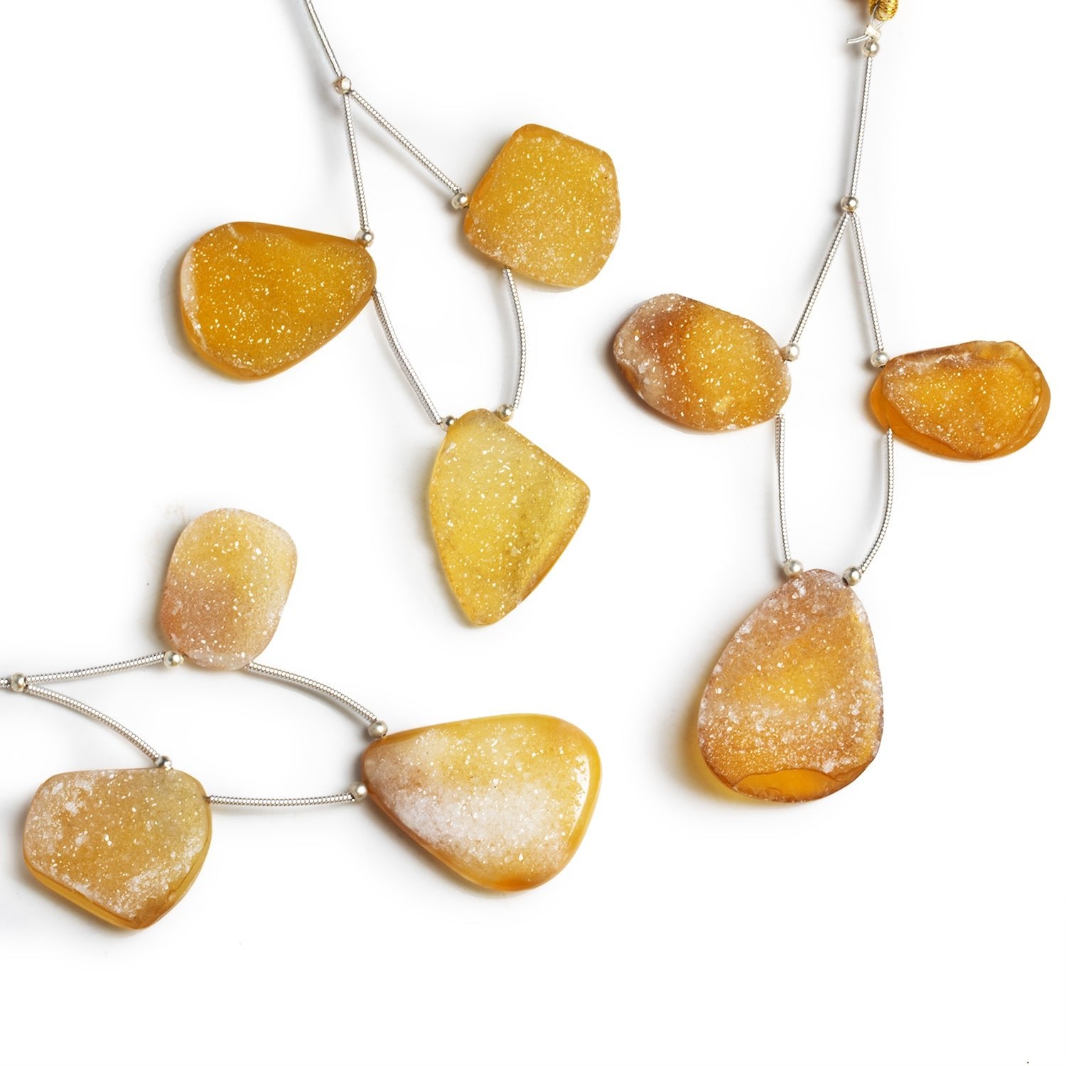 27x18mm Yellow Drusy Nugget Focals Set of 3 Beads - The Bead Traders