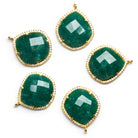 27x21mm Vermeil Bezeled Aventurine Fancy Heart CZ Pavé Halo Pendant 1 Bead - The Bead Traders