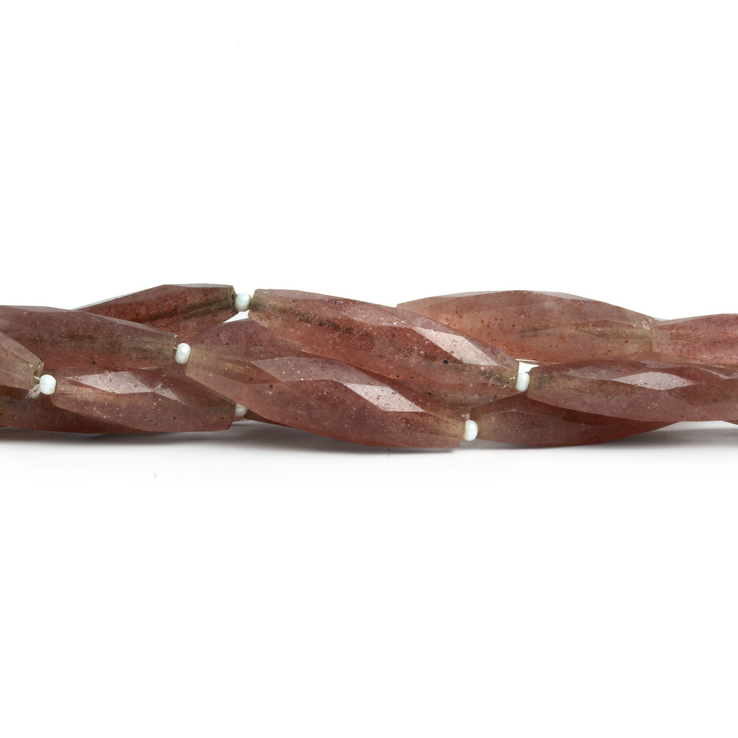 27x7mm Strawberry Quartz Faceted Marquises 7.5 inch 7 beads - The Bead Traders