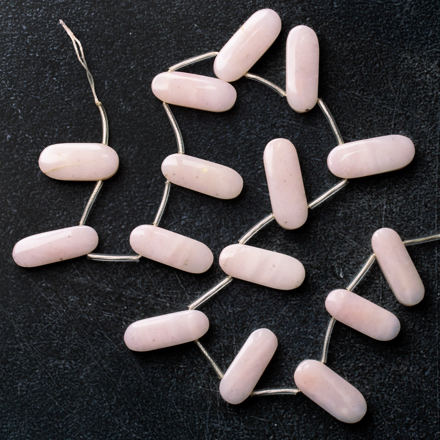 28x11mm Pink Peruvian Opal Plain Bar Ovals 15 inch 15 beads - The Bead Traders