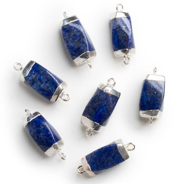 28x11mm Silver Leafed Lapis Lazuli Twist Connector 1 Bead