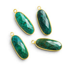28x11mm Vermeil Bezeled Chrysocolla Oval Pendant 1 Bead - The Bead Traders