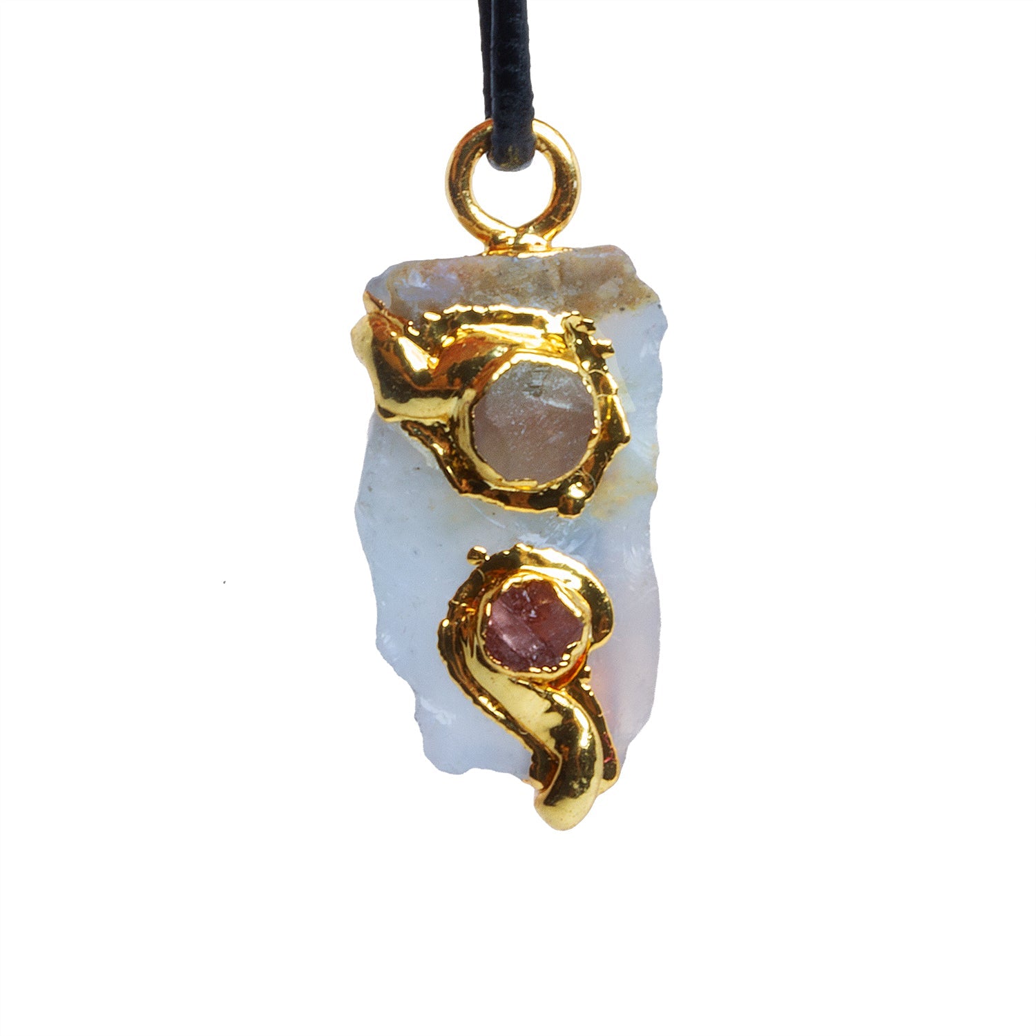 28x12mm Double Leafed Peruvian Opal with Ruby Pendant 1 Bead - The Bead Traders