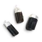 28x12mm Silver Leafed Black Tourmaline Natural Crystal Pendant - The Bead Traders