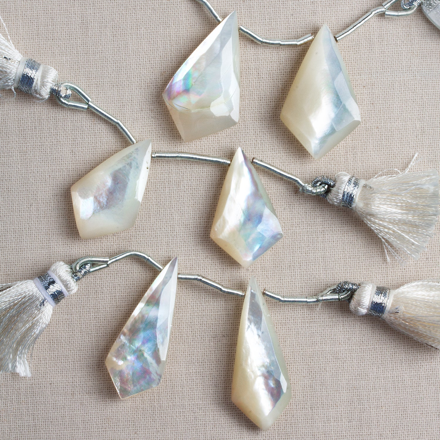 28x14mm Mother of Pearl Shield Focals Set of 2 Beads - The Bead Traders