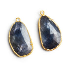 28x15mm Gold Leafed Sapphire Pendants Set of 2 Beads - The Bead Traders