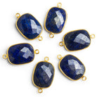 28x16mm Vermeil Bezeled Lapis Lazuli Cushion Connector 1 Bead - The Bead Traders