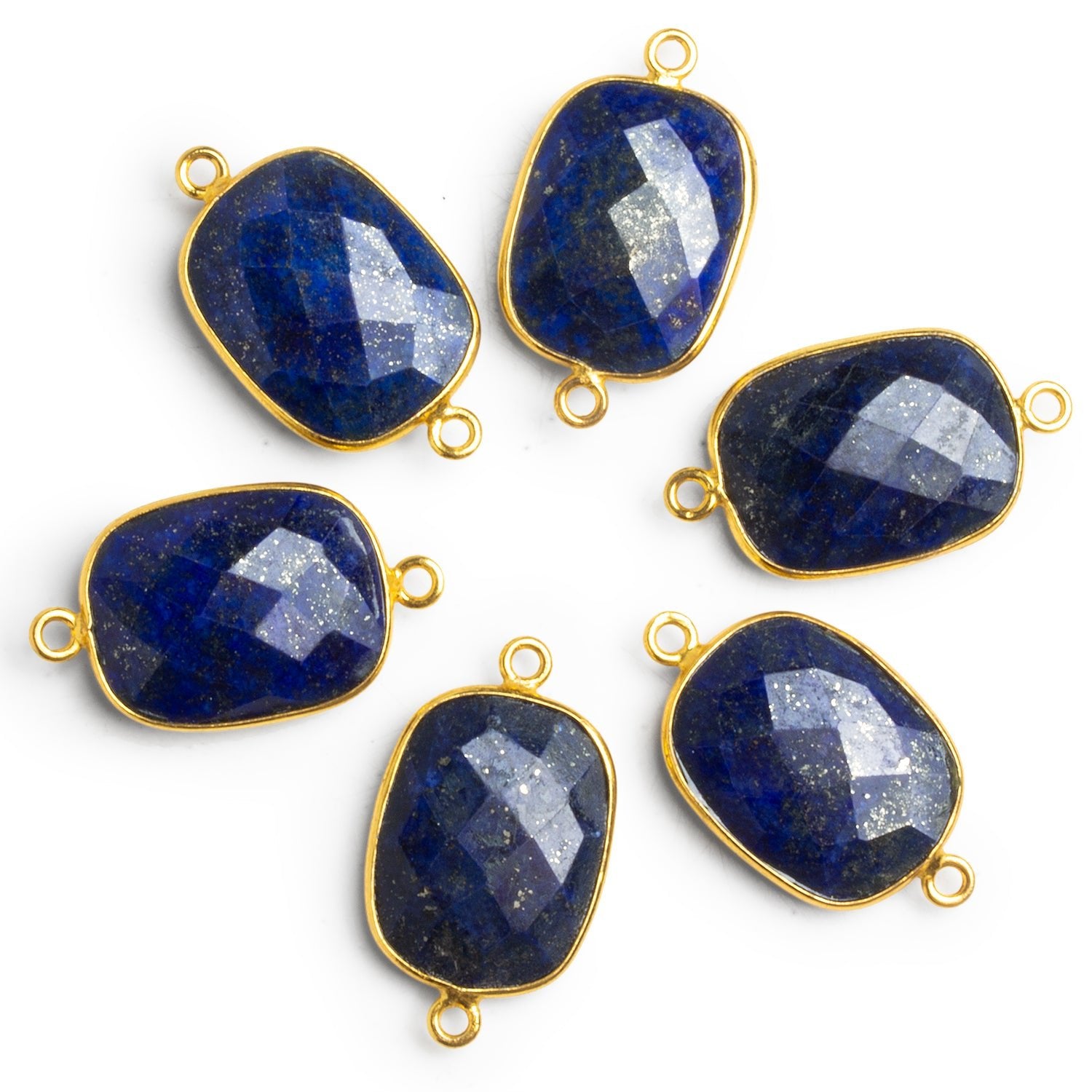 28x16mm Vermeil Bezeled Lapis Lazuli Cushion Connector 1 Bead - The Bead Traders