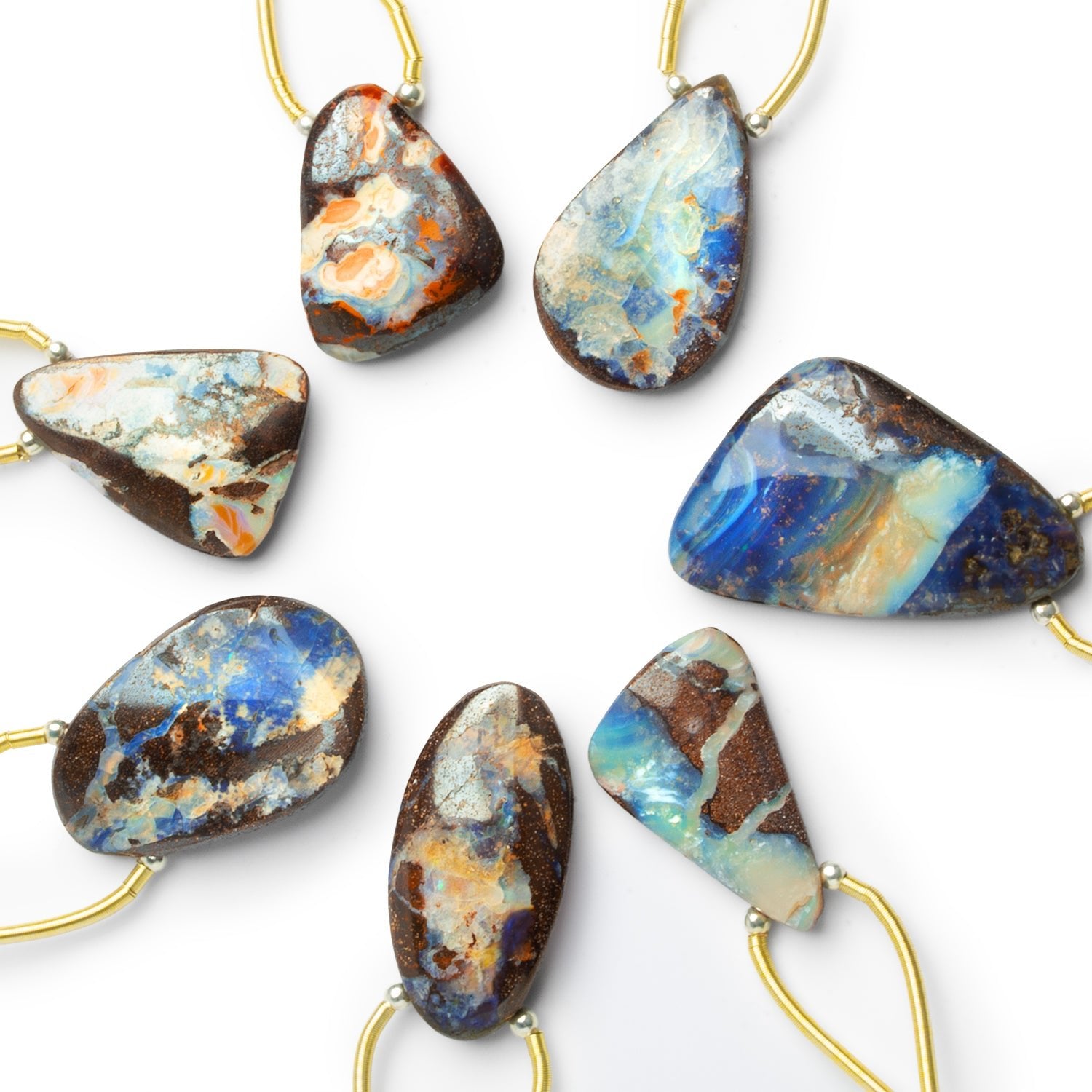 28x17mm Australian Boulder Opal Nugget Focal 1 Bead - The Bead Traders