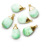 28x17mm Chrysoprase Gold Leafed Pear Pendant 1 Bead - The Bead Traders