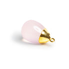 28x17mm Gold Leafed Rose Quartz Teardrop Pendant 1 Bead - The Bead Traders