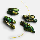 28x17mm Jungle Green Side Drilled Biwa Pearl Focals Set of 4 beads - The Bead Traders