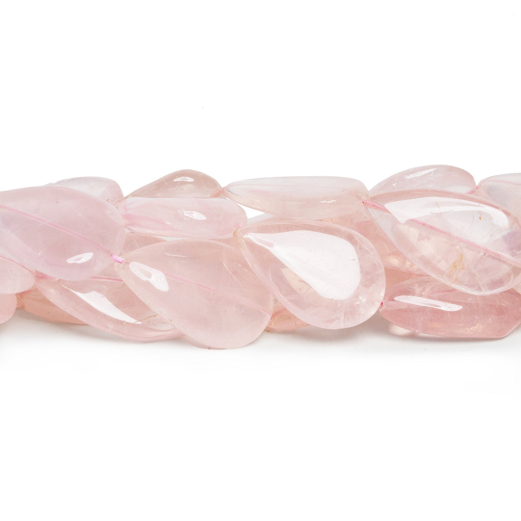 28x18mm Rose Quartz Plain Pears 12 inch 11 beads - The Bead Traders