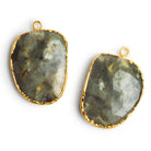 28x20mm Gold Leafed Sapphire Pendants Set of 2 Beads - The Bead Traders