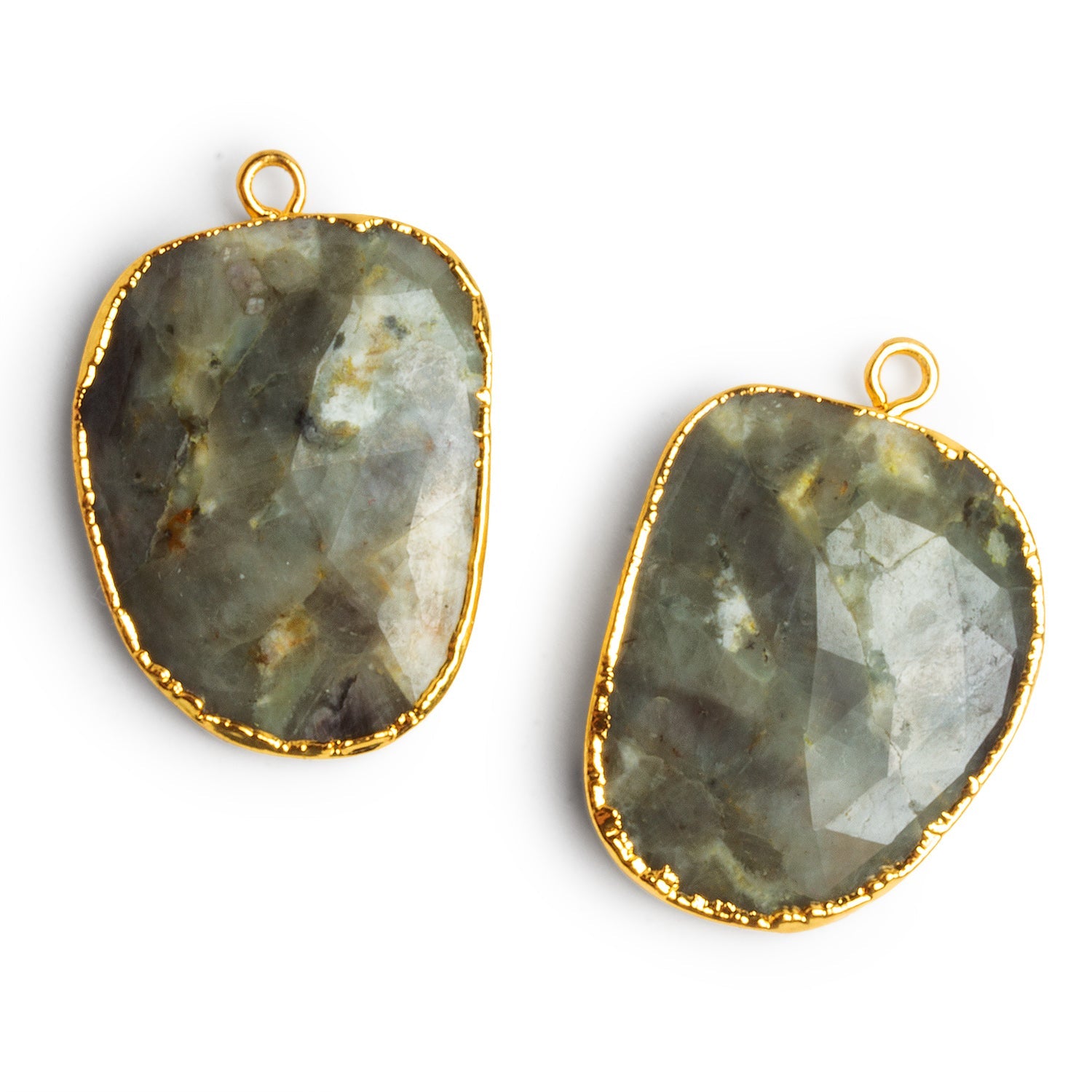 28x20mm Gold Leafed Sapphire Pendants Set of 2 Beads - The Bead Traders