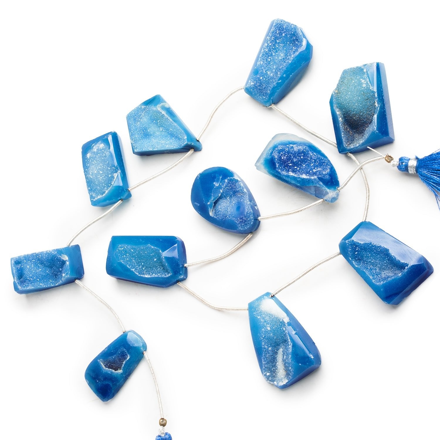 28x21mm Blue Drusy Nuggets 14 inch 11 beads - The Bead Traders