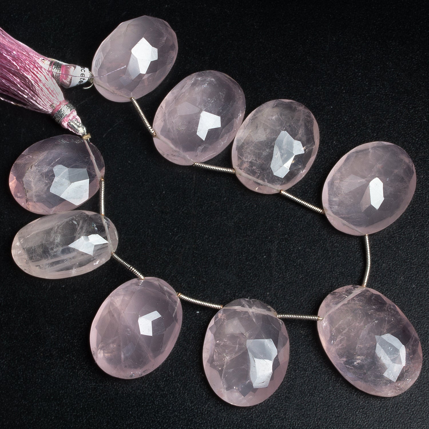 28x22mm Rose Quartz Faceted Ovals 8 inch 9 beads - The Bead Traders