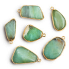 29x15mm Gold Leafed Blue Peruvian Opal Nugget Pendant 1 Bead - The Bead Traders