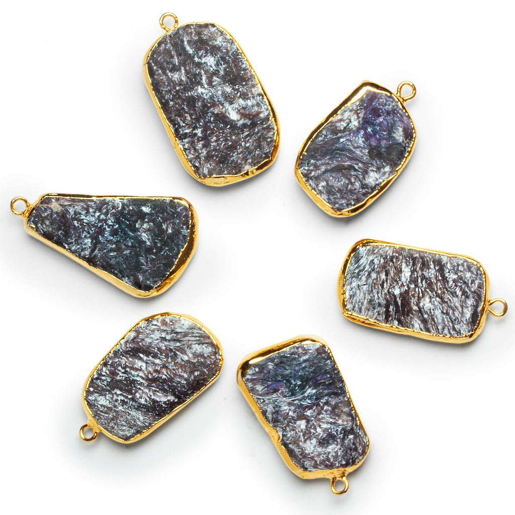 29x15mm Gold Leafed Charoite Nugget Pendant 1 Bead - The Bead Traders