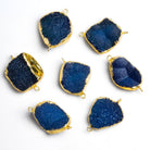 29x19mm Gold Leafed Blue Drusy Nugget Connector 1 Bead - The Bead Traders