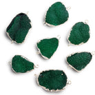29x21mm Silver Leafed Green Drusy Nugget Connector 1 Bead - The Bead Traders
